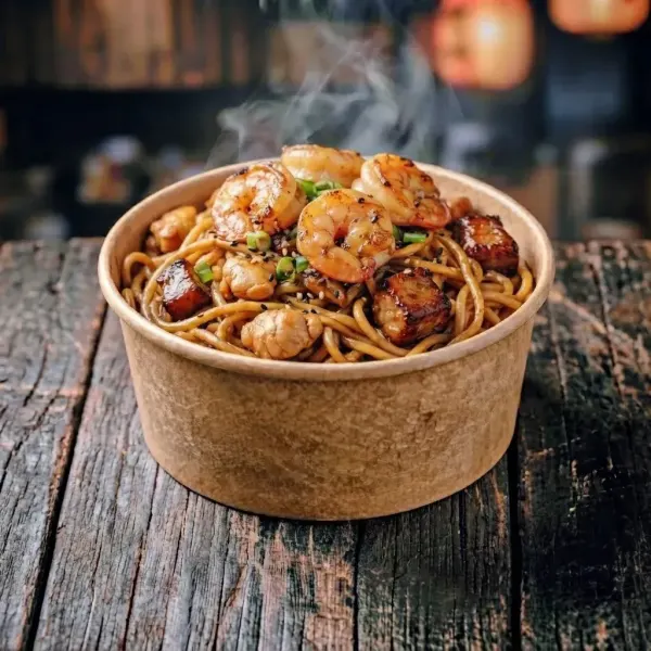 Lo Mein Mixto con Camarones