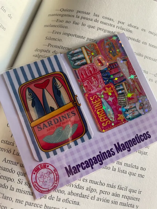 Dúo de marca páginas magnético arte sardinas