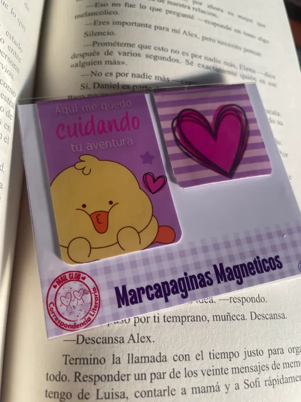 Dúo de marca páginas magnético patito lector
