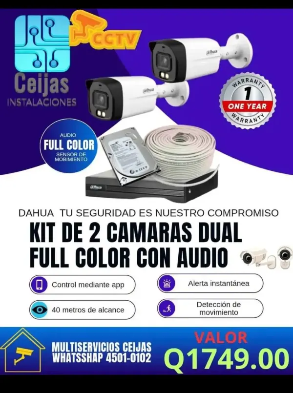 Camaras audio y full color kit de 2 camaras