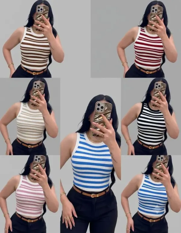 Crop Top de Tejido Rib / Acanalado (Variedad de Colores)