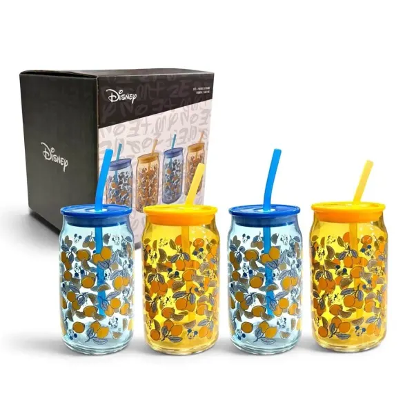 Set de 4 vasos straw vidrio 500 ml Limoncello Diseny