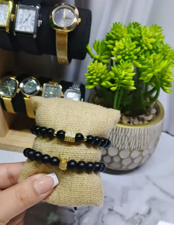 Pulsera De Piedra Onix Natural.