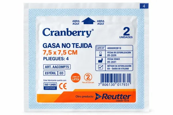 Gasa no tejida 7.5x7.5cm unidad