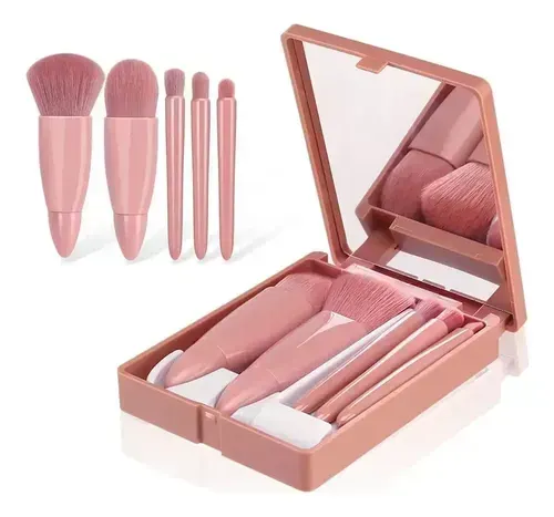 Kit Mini Brochas Maquillaje 5 Piezas Espejo