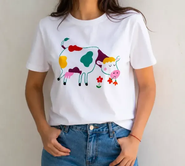 camiseta con diseño de vaca
