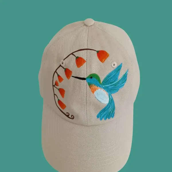 GORRA PINTADA A MANO COLIBRI