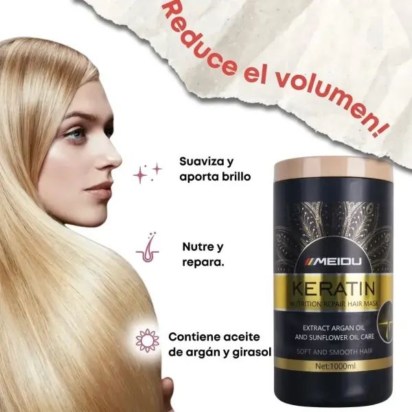Mascarilla capilar Meidu con keratina para reparar cabello dañado