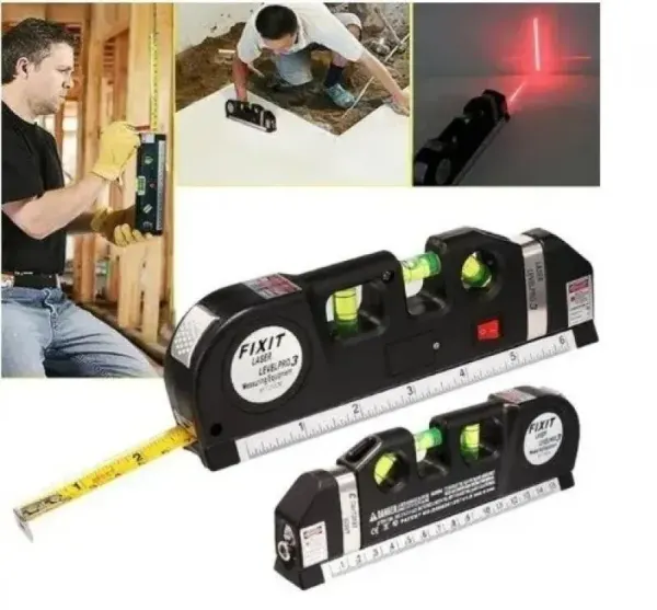 Nivel láser Fixit con cinta métrica 2,5 m para trabajos de medición