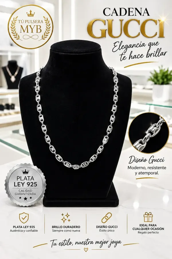 Cadena GUCCI Plata ley 925