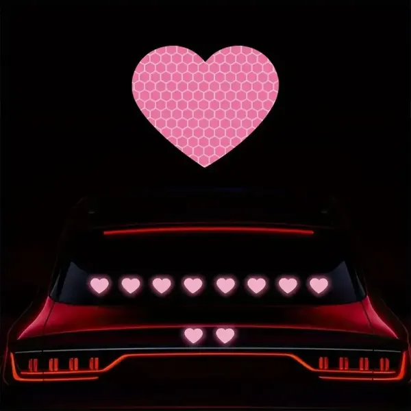 Pegatinas reflectivas de corazon rosa