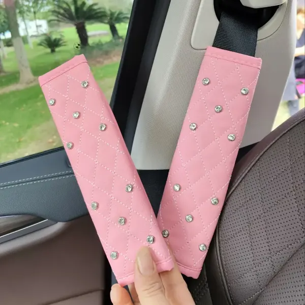 Forro de cinturon de cuerina rosa con pedreria