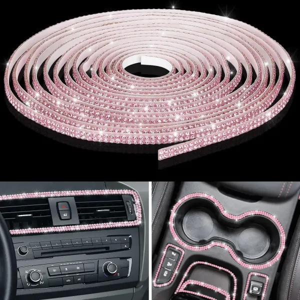 Cinta decorativa con pedreria rosa