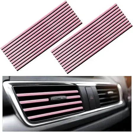 Tiras decorativas de PVC en color rosa para las rejillas de ventilación del aire acondicionado del auto