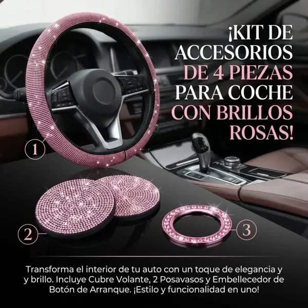 Kit 4 piezas de pedreria rosa