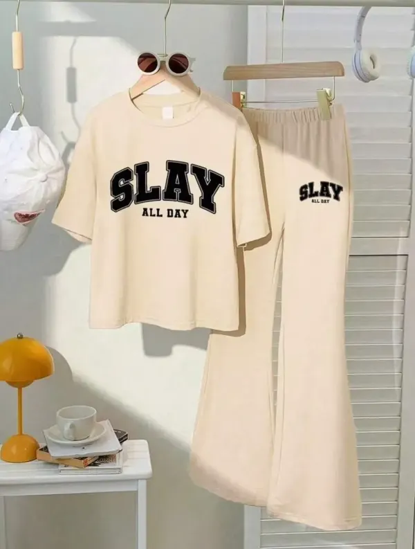 ✨ Conjunto Casual "Slay All Day" de Blusa y Pantalón Acampanado