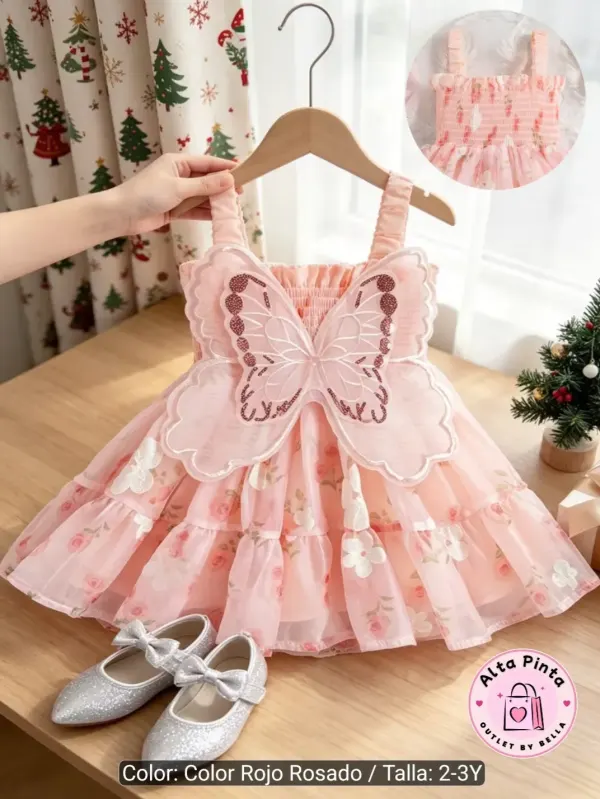 Vestido mariposa rosado