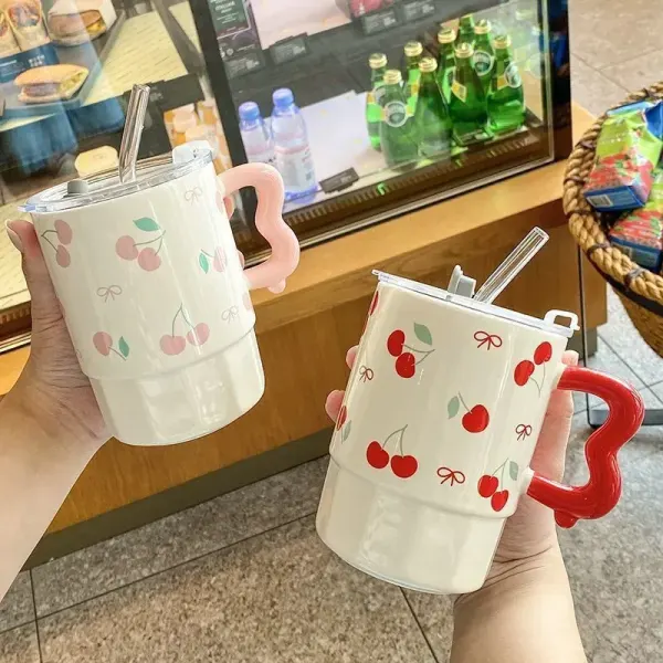 Mug Cherry rosado con tapa
