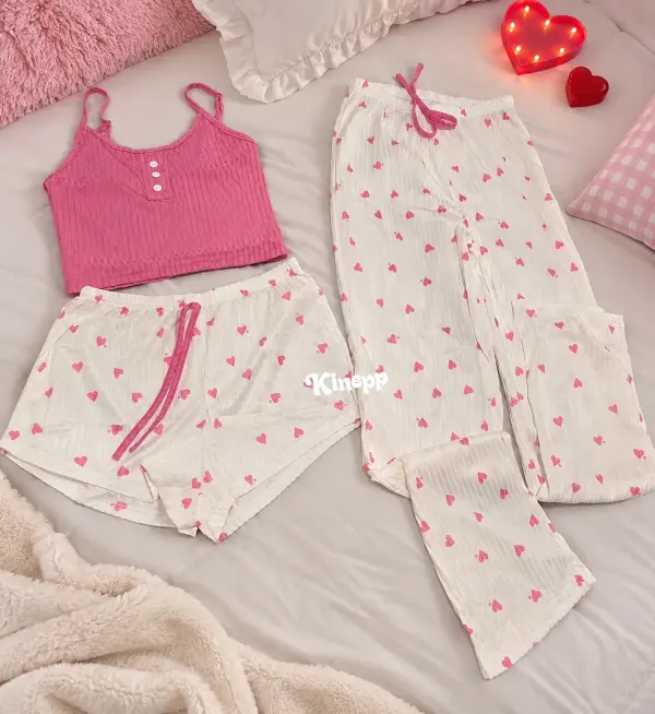 Pijama 3 piezas Corazones