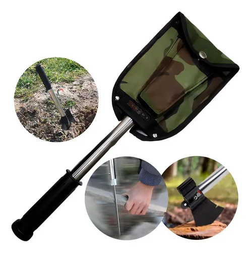 Kit Camping Supervivencia 4 En 1 Hacha Pala Y Cuchillos