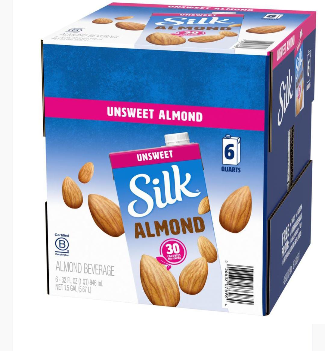 Bebida de almendras sin azúcar sabor original caja con 6 unidades  946 ML