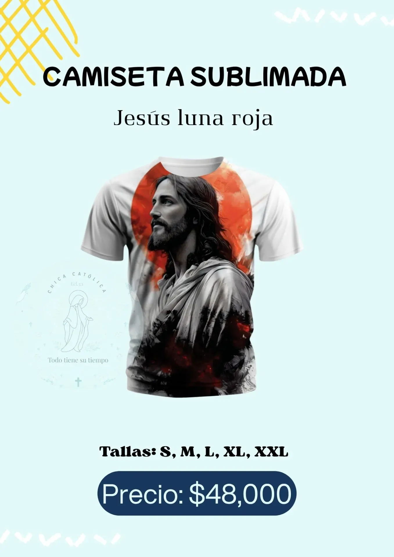 CAMISETA JESUS FONDO LUNA ROJA