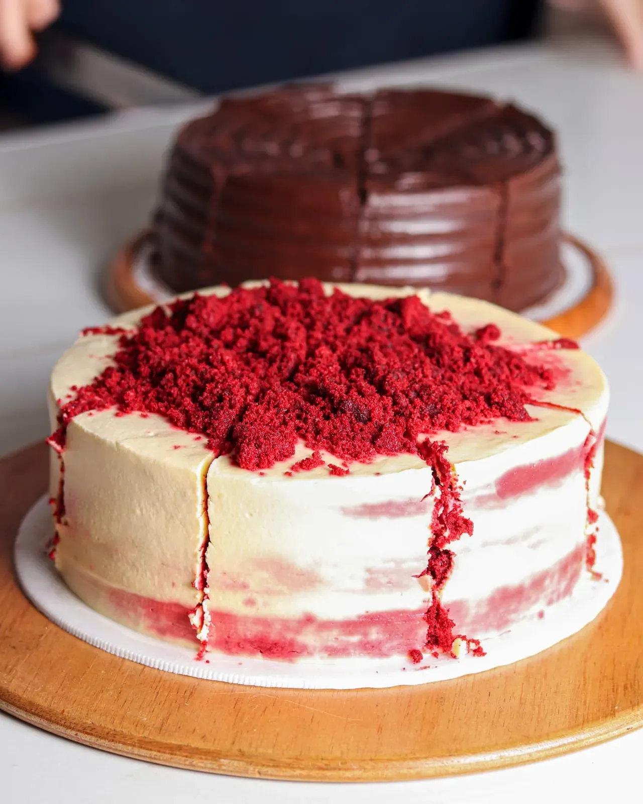 Porción de torta red velvet