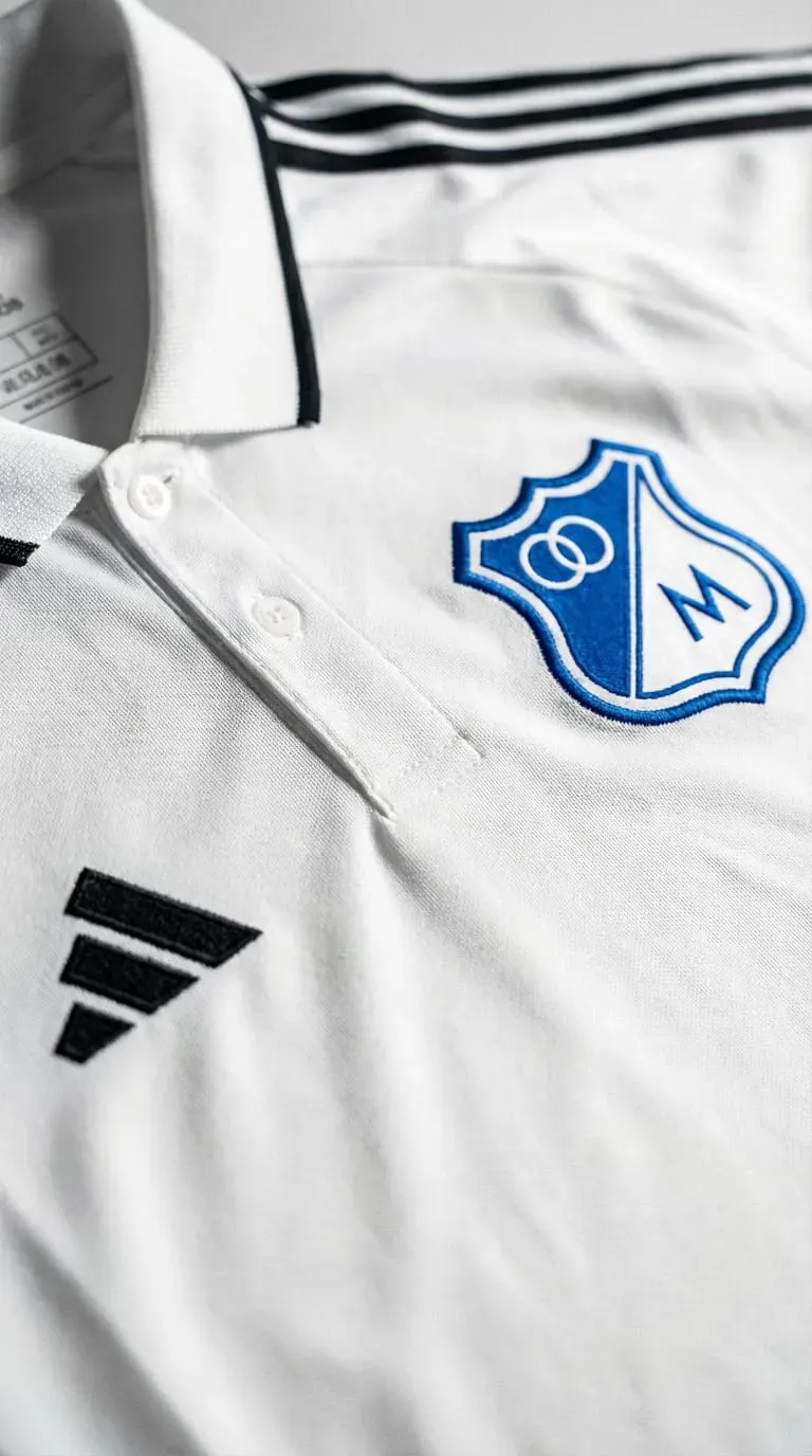 camisa tipo polo blanca millonarios fc