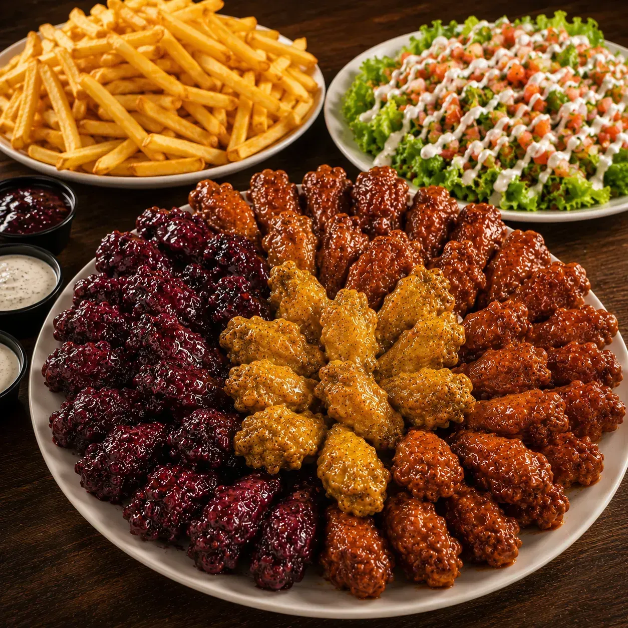 32 alitas + papas?