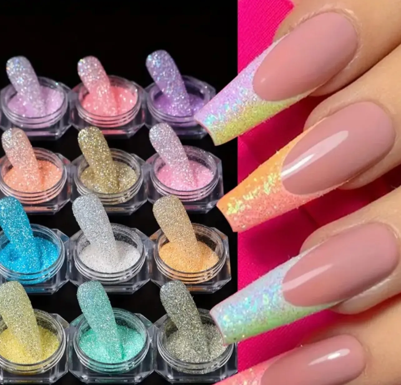 Set de 12 polvos escarchados de colores