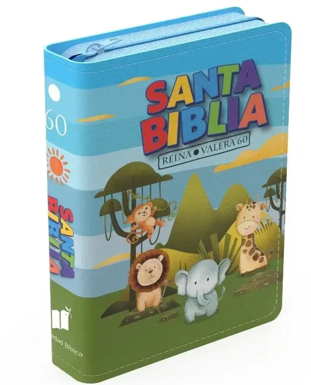 Biblia RVR 1960 Bolsillo para Niños Animales Vinilo con Cierre