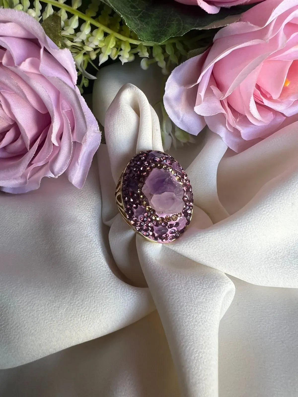 ANILLO MORADO PIEDRA NATURAL