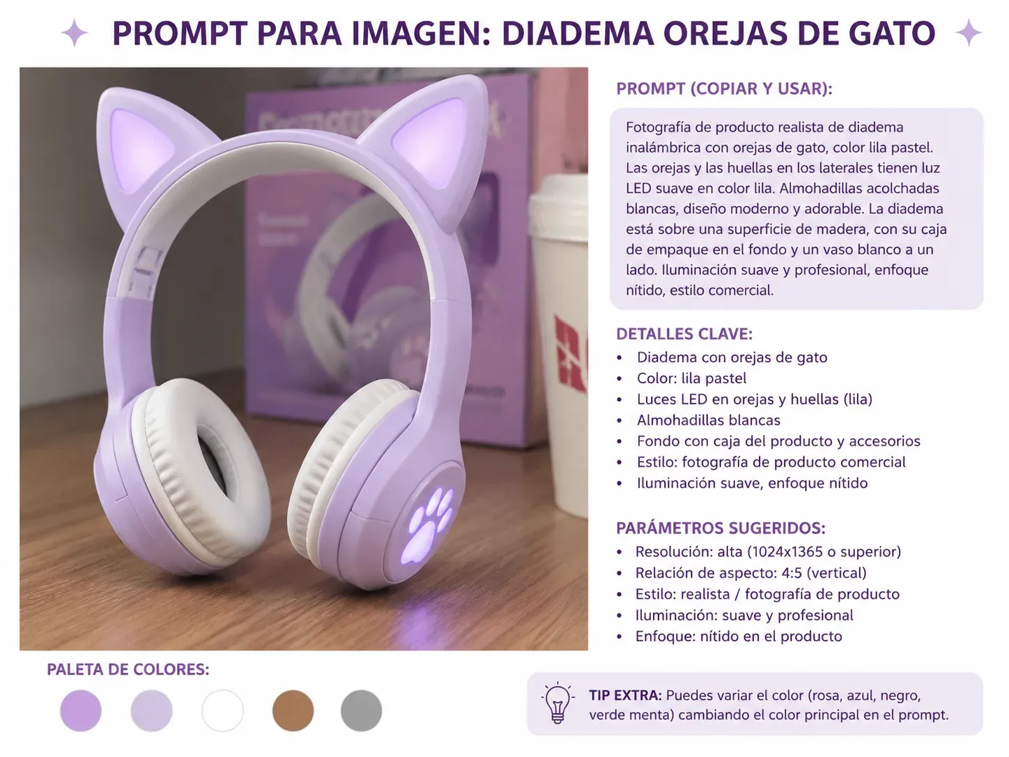 Diadema Bluetooth orejas de gato