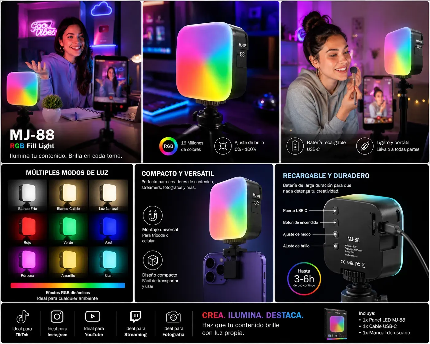 panel led rgb mj-88