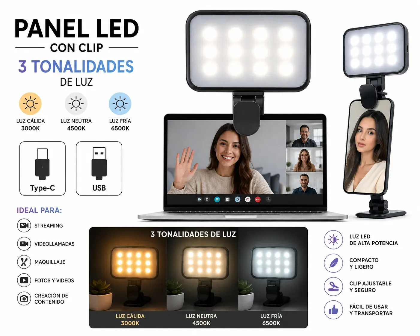 panel led 3 tonalidades