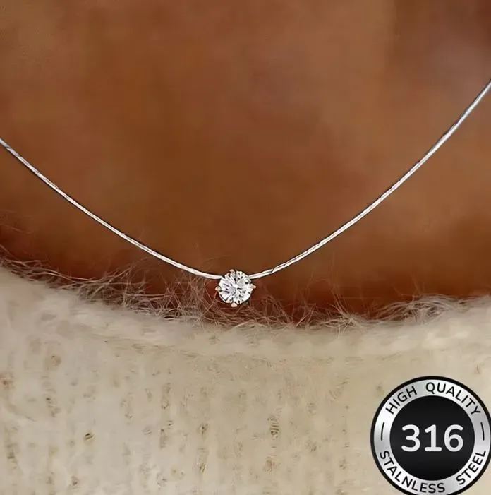 Collar Hilo Invisible con Zirconia Brillante en Acero Inoxidable?