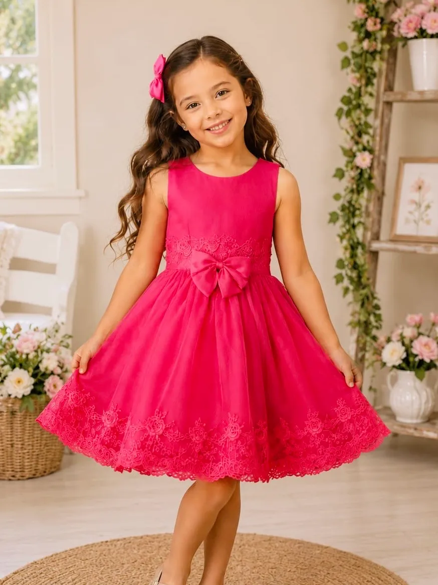 Vestido Elegante Fucsia con Lazos