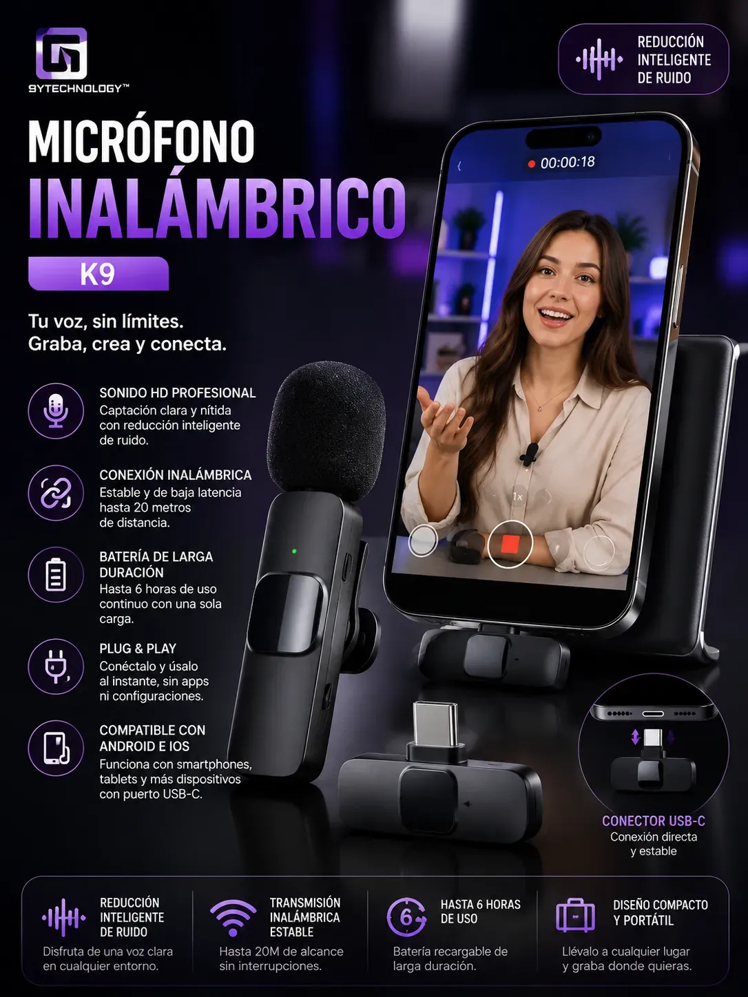 Micrófono solapa k9