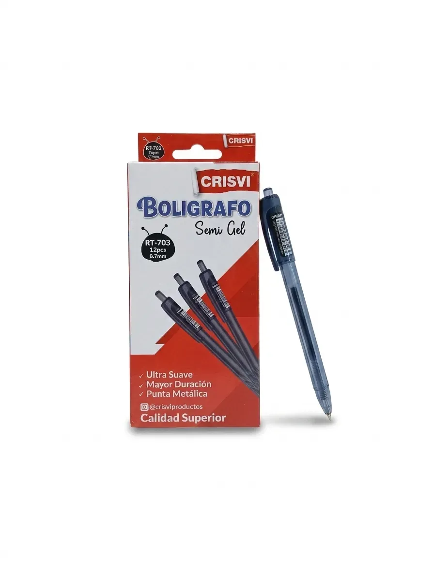 Bolígrafo retráctil negro Crisvi c/u