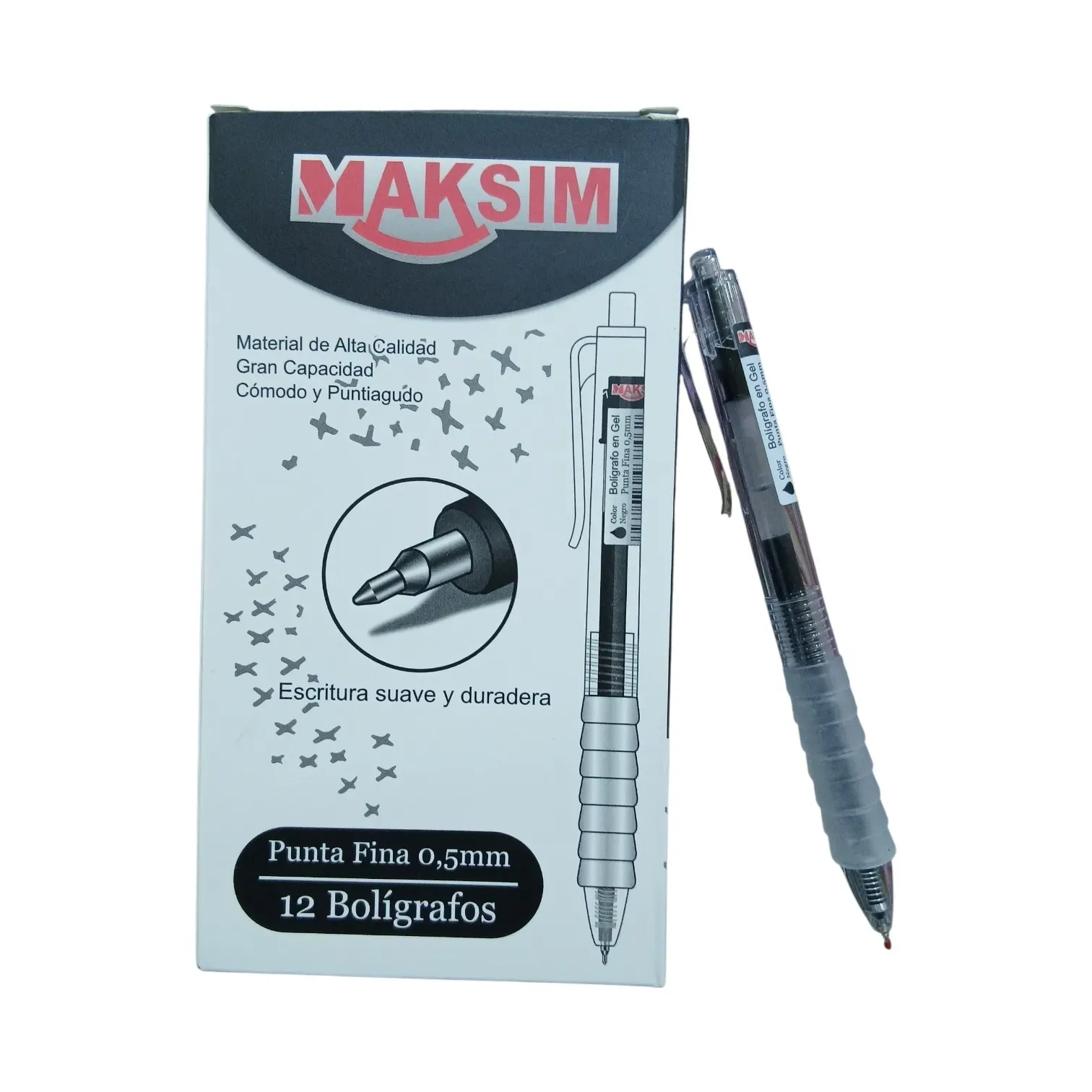 Bolígrafo retráctil en gel 0,5mm Maksim c/u