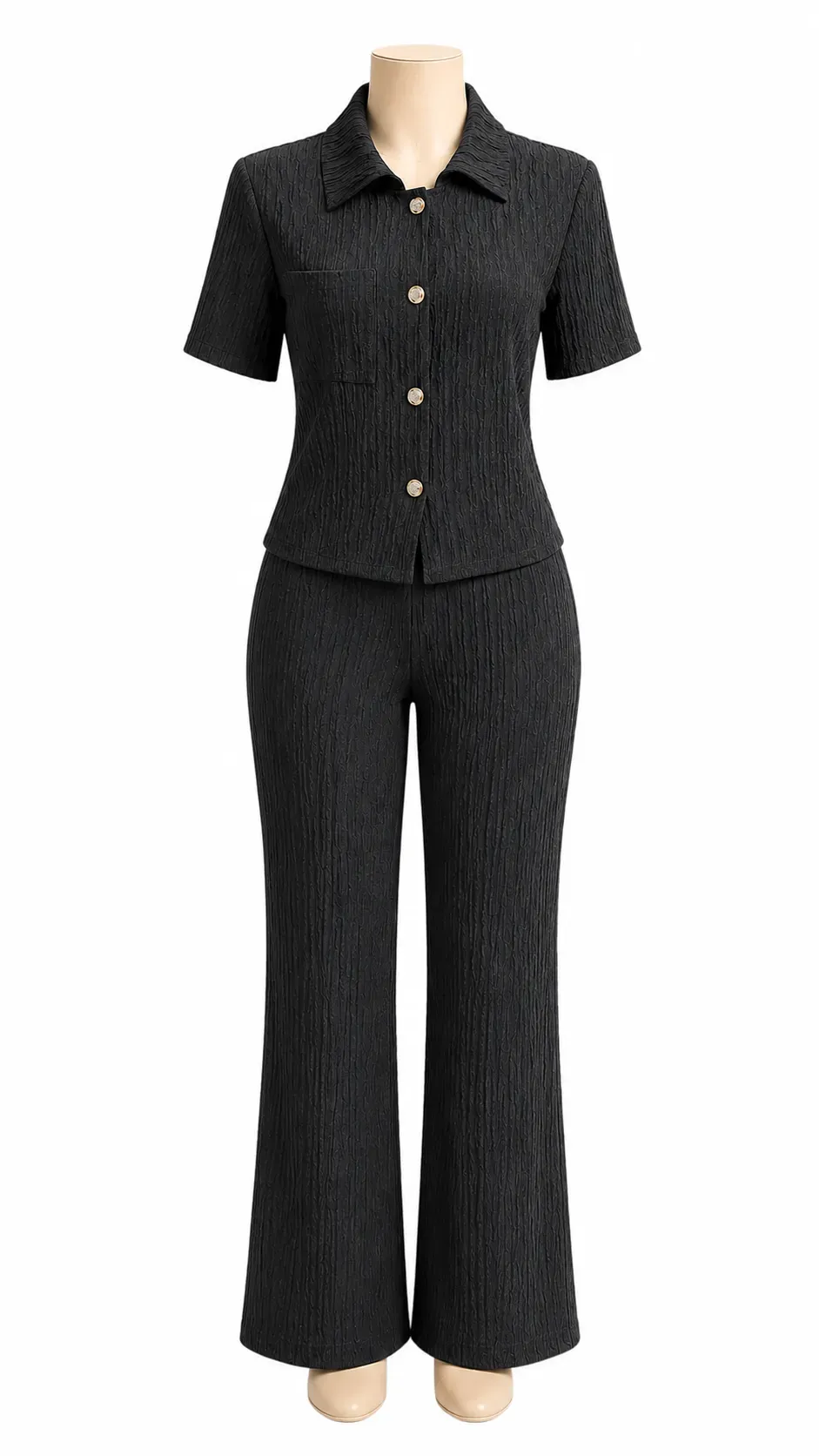 Título para tu catálogo: Conjunto Negro Texturizado de 2 Piezas