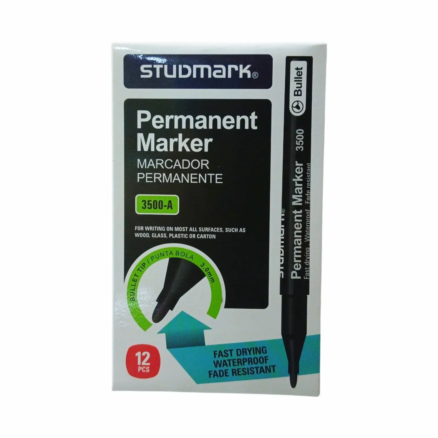 Marcador negro permanente punta fina Studmark