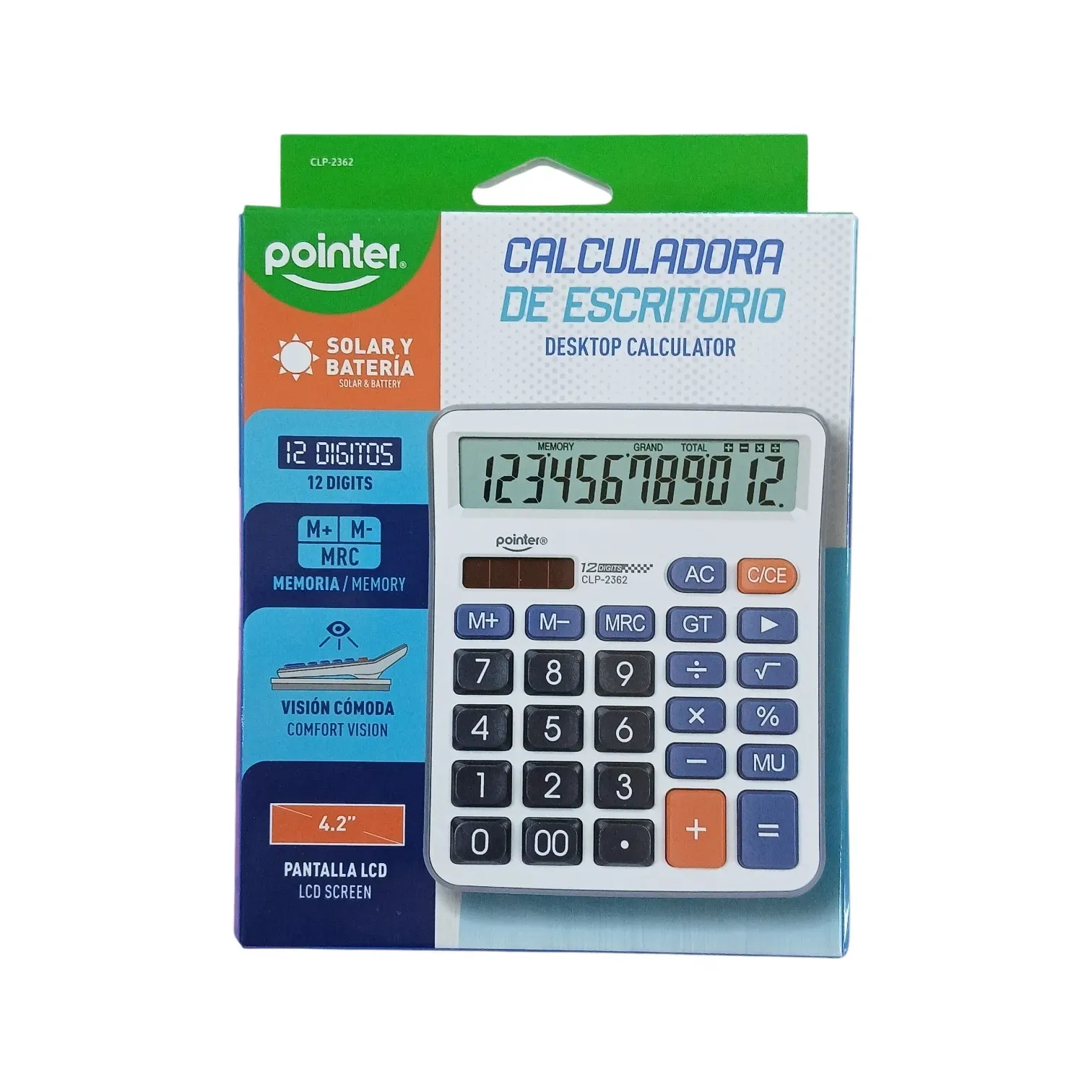 Calculadora (?? y?) de escritorio 12 dígitos CLP-2362 Pointer®