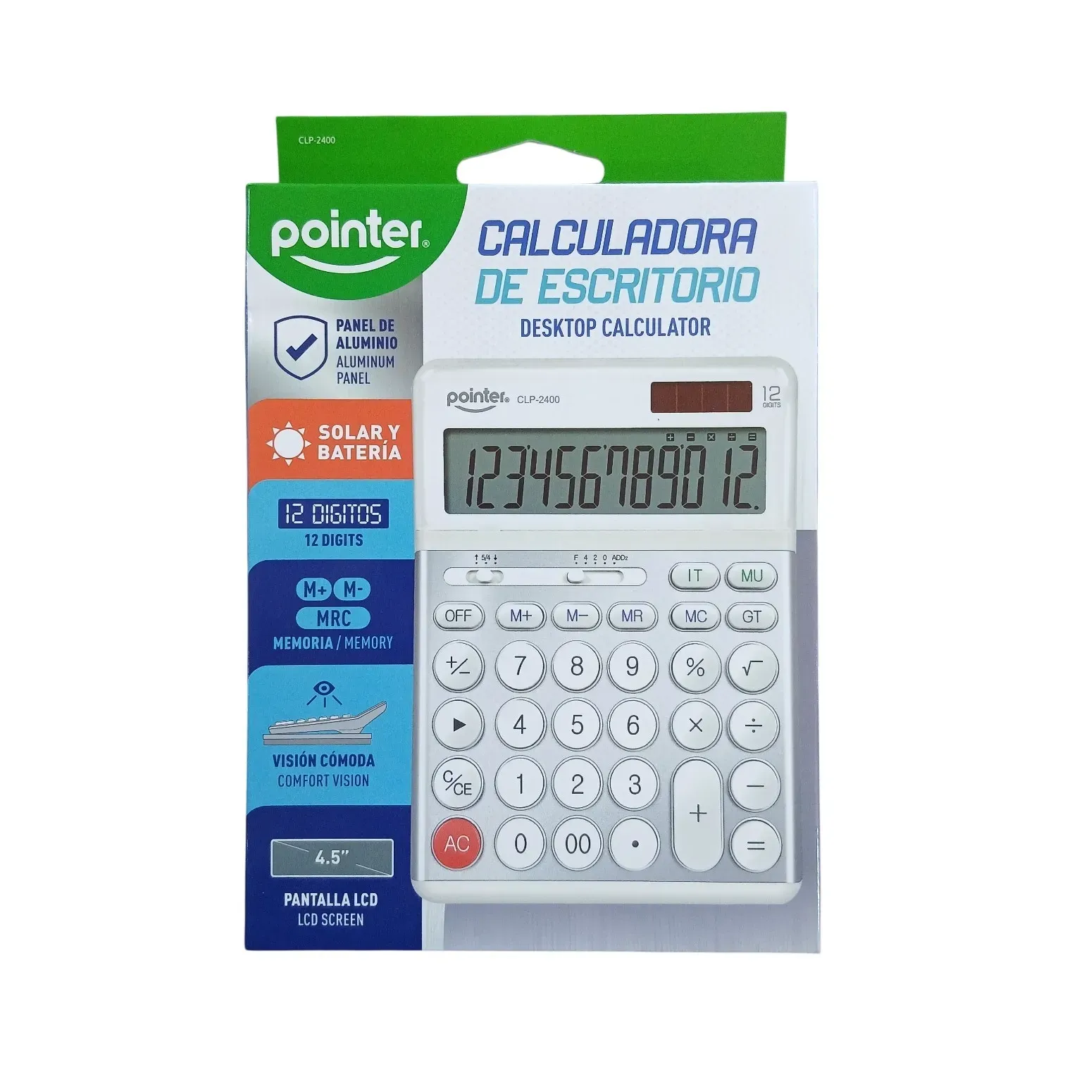 Calculadora (?? y?) de escritorio 12 dígitos CLP-2400 Pointer