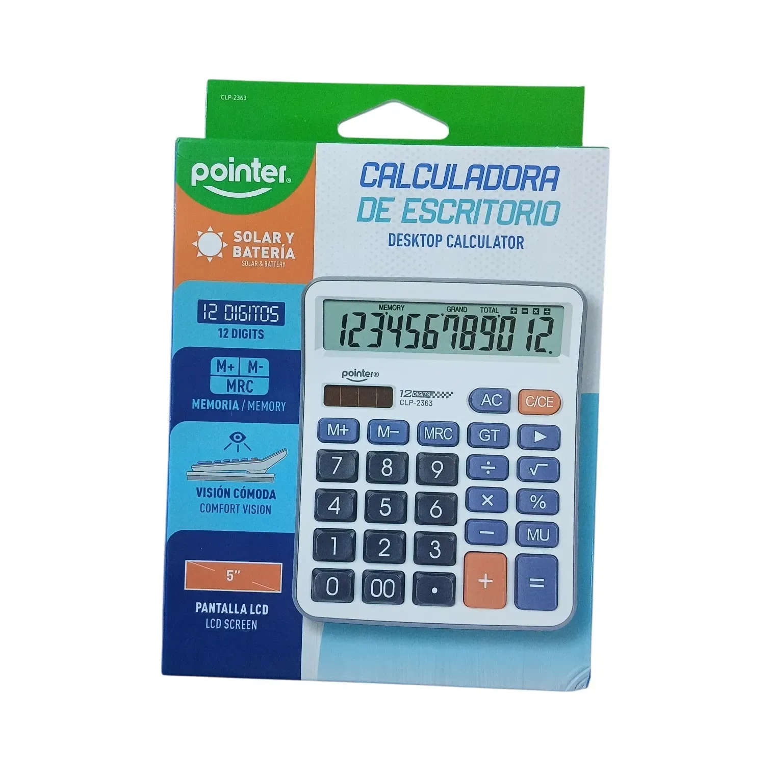 Calculadora (?? y?) de escritorio 12 dígitos CLP-2363 Pointer