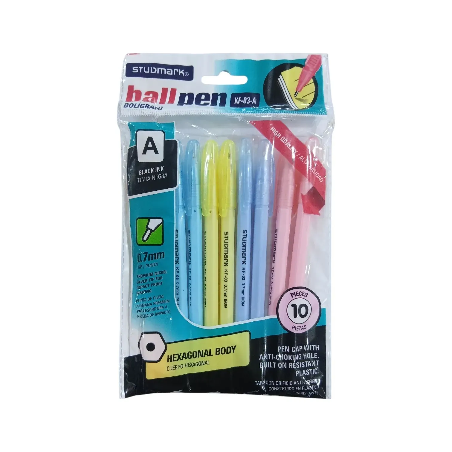 Set de bolígrafos negros 0.7mm de 10 piezas Studmark®