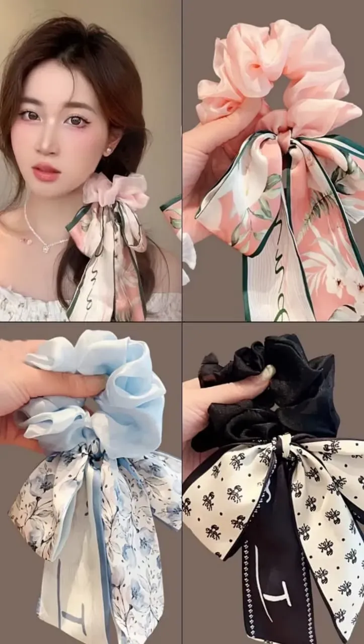 Coletero Scrunchie con Pañuelo y Lazo Elegante