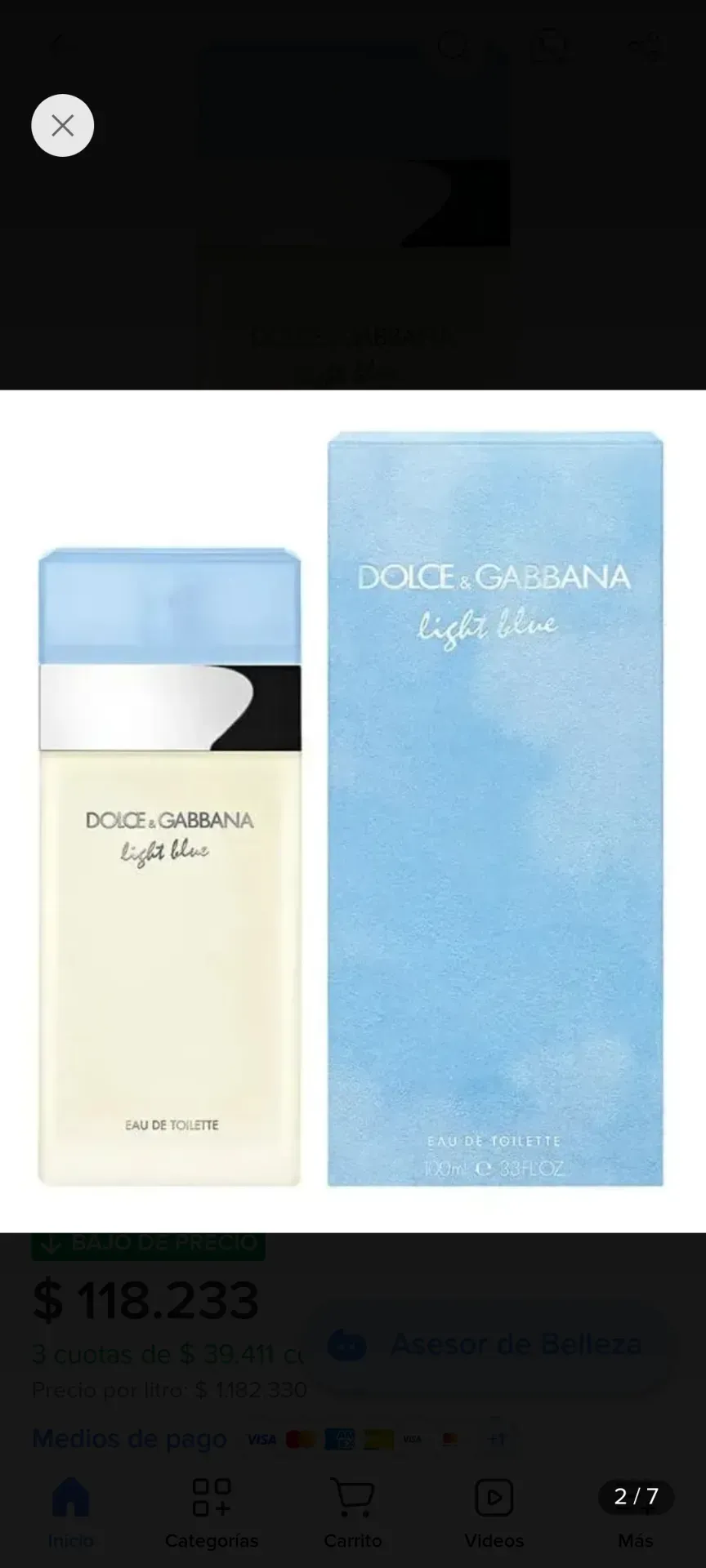 Perfume para dama light blue de dolce gabana