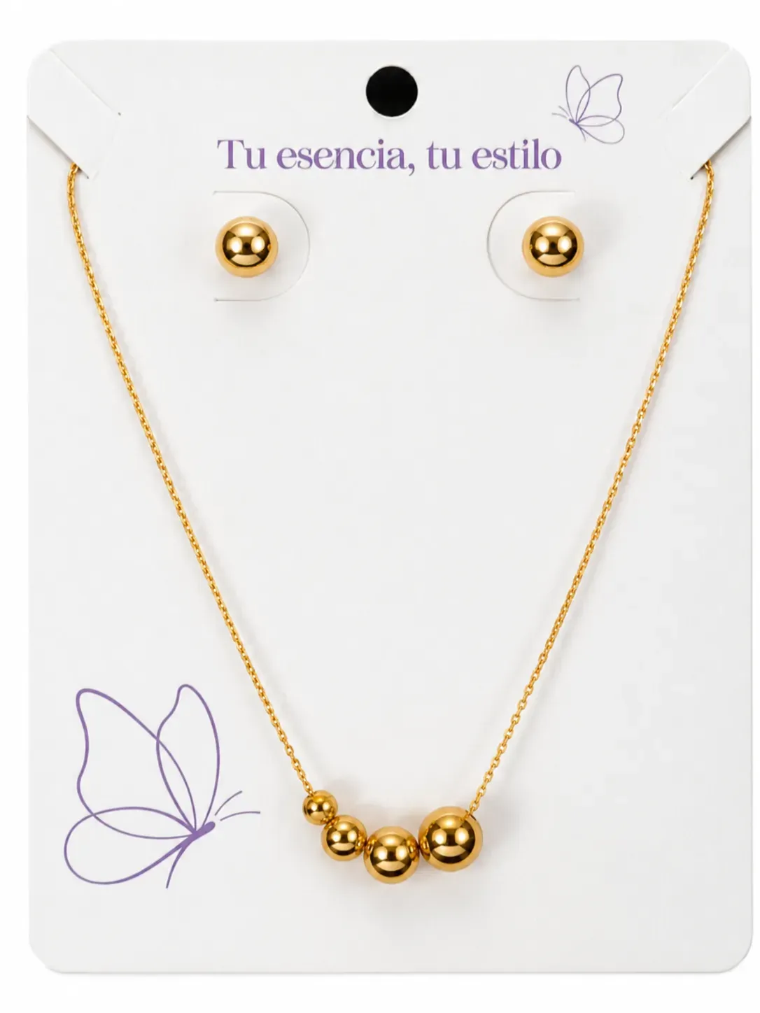 Collar Acero Reflejo Dorado