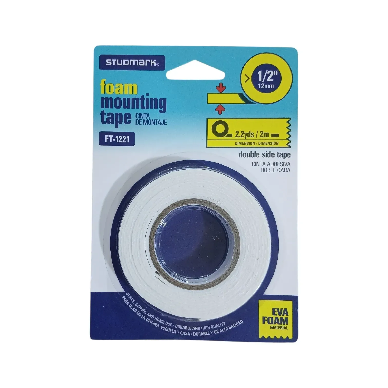 Cinta doble cara de espuma 12mm X 2mts Studmark®
